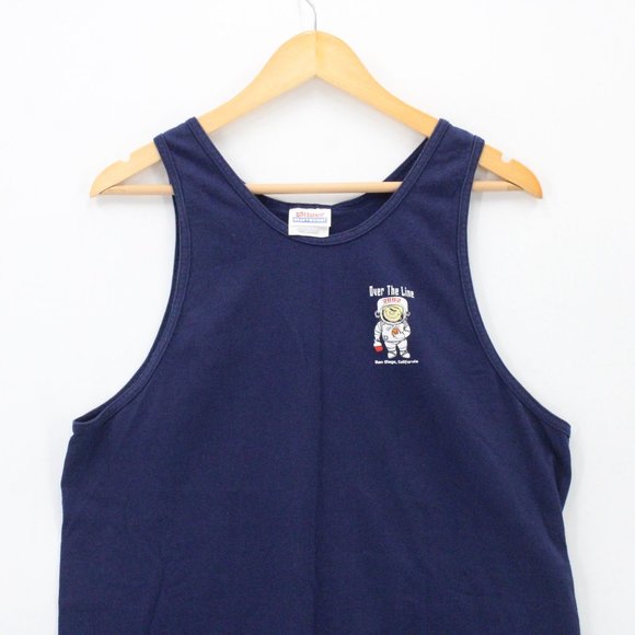Vintage Hanes Tank Top Mens Navy Blue OMBAC San Diego 2002 Graphic Size Large L - Picture 3 of 7